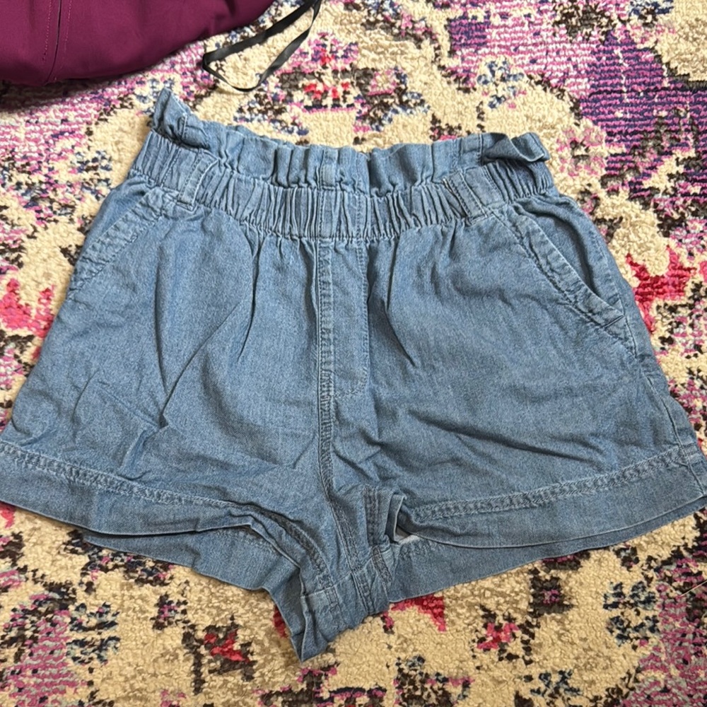 Pact High Waist Blue Shorts with Elastic Waistband